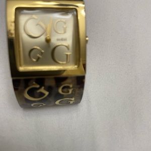Square Guess watch gold and brown